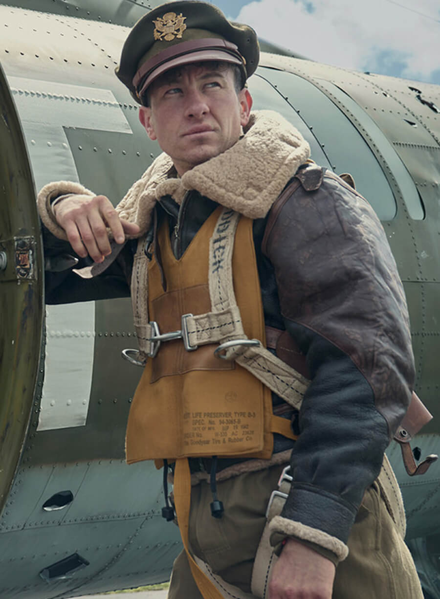 Harpoon Lt. Curtis Biddick Inspired Black & Brown Leather Jacket - Masters Of The Air Style