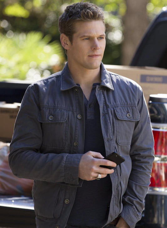 Harpoon Matt Donovan Inspired Grey Leather Jacket - The Vampire Diaries S05 Style