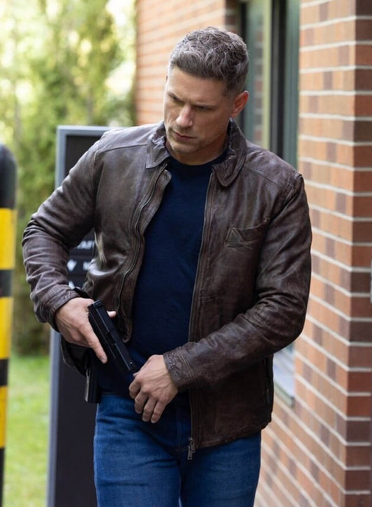 Harpoon Nathan Boone Inspired Brown Real Leather Leather Jacket - Sheriff Country Style