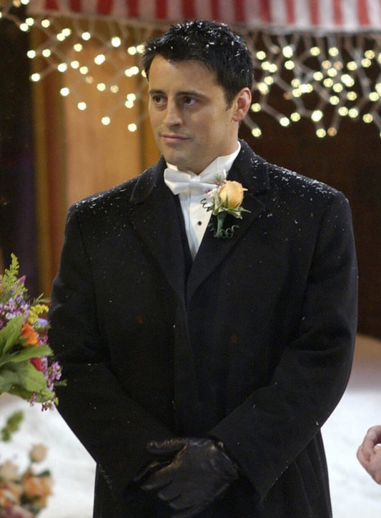 Harpoon Joey Tribbiani Inspired Black Wool Fabric Coat - Friends Style