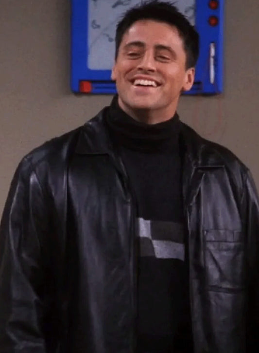 Harpoon Joey Tribbiani Inspired Black Leather Jacket - Friends Style