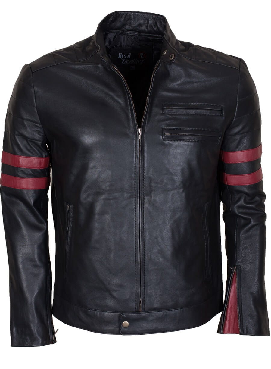 Harpoon Mayhem Stripes Inspired Black Leather Jacket