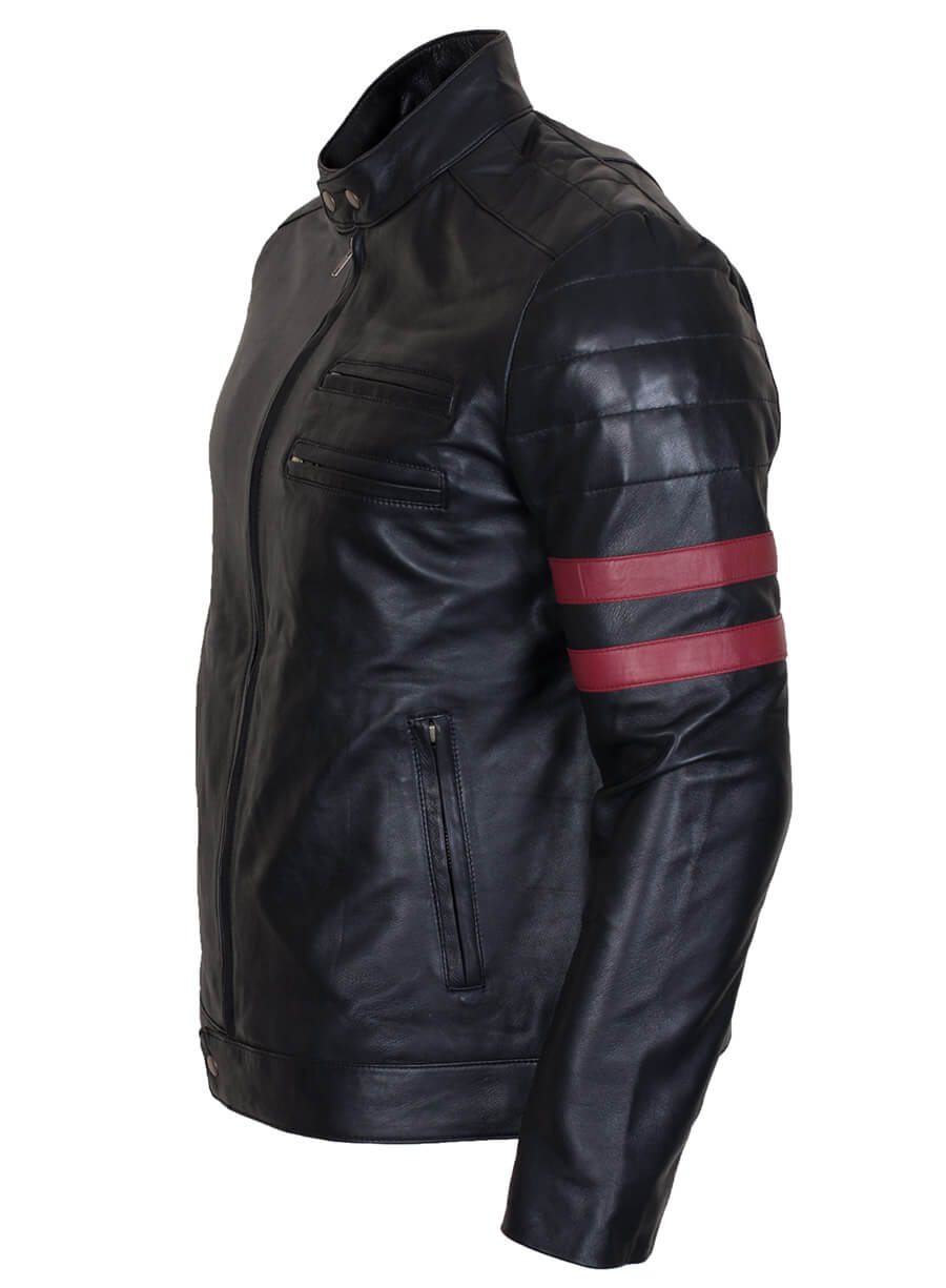 Harpoon Mayhem Stripes Inspired Black Leather Jacket