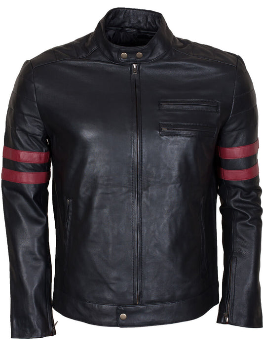 Harpoon Mayhem Stripes Inspired Black Leather Jacket