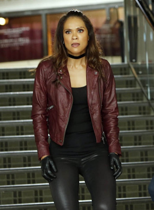 Harpoon Mazikeen Inspired Maroon Biker Jacket - Lucifer S02 Style