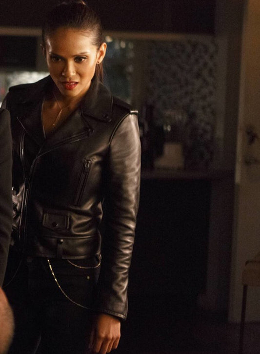 Harpoon Mazikeen Inspired Black Biker Jacket - Lucifer S02 Style