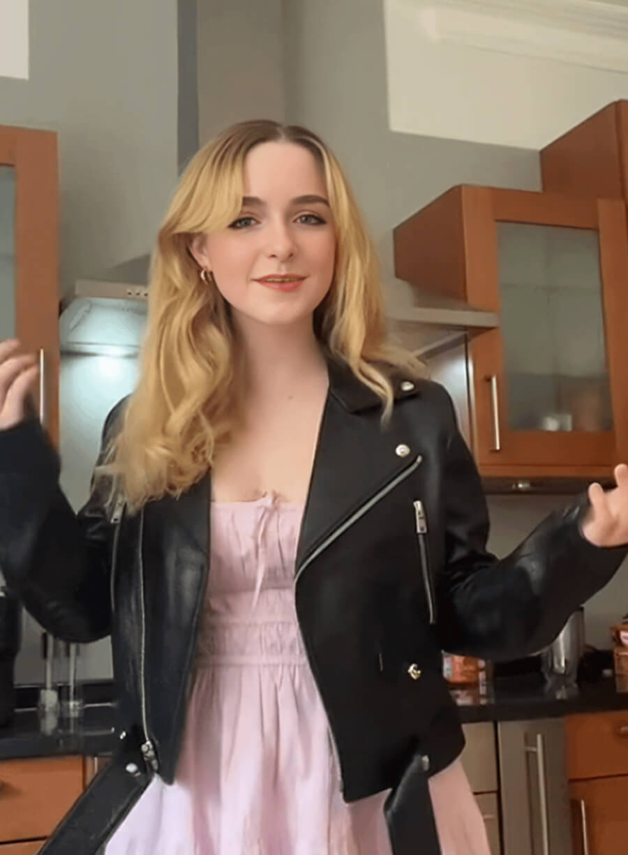 Harpoon Mckenna Grace Real Inspired Black Real Leather Leather Jacket