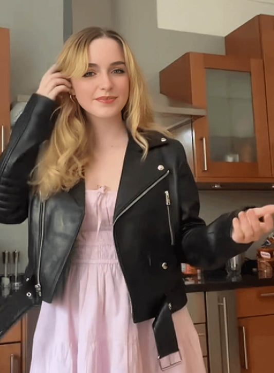 Harpoon Mckenna Grace Real Inspired Black Real Leather Leather Jacket