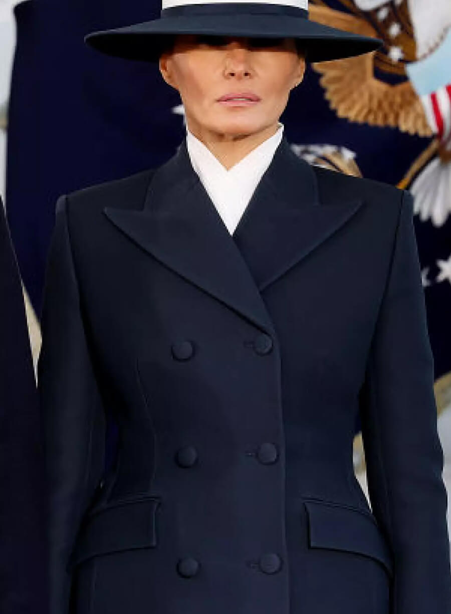 Harpoon Melania Trump Inspired Dark Blue Coat - Trump's Inauguration Day 2025 Style
