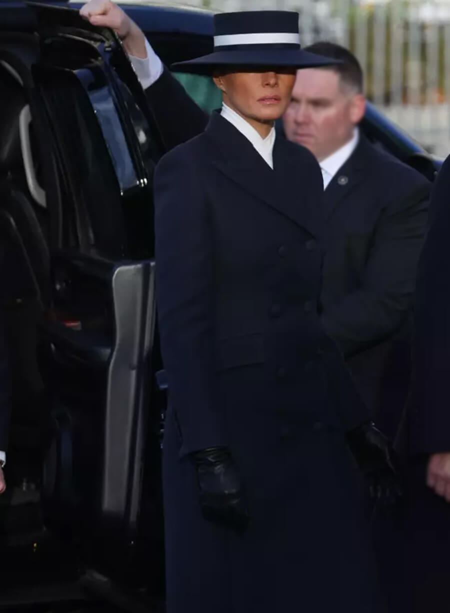 Harpoon Melania Trump Inspired Dark Blue Coat - Trump's Inauguration Day 2025 Style