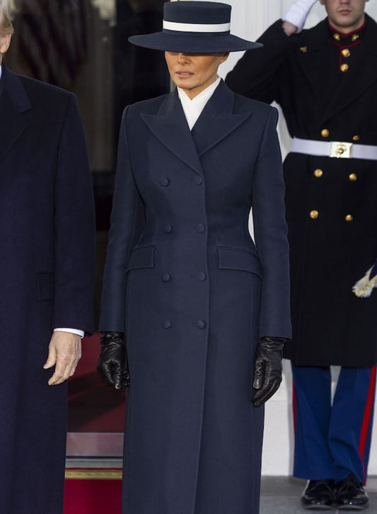 Harpoon Melania Trump Inspired Dark Blue Coat - Trump's Inauguration Day 2025 Style