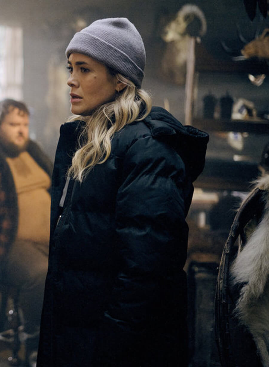 Harpoon Rebecca Bex Inspired Black Parachute Fabric Hooded Jacket - The Hunting Party Tv Series Style