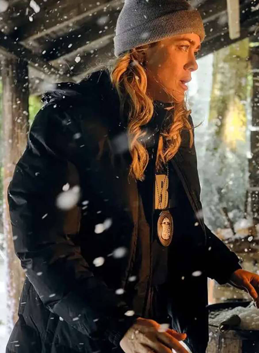 Harpoon Rebecca Bex Inspired Black Parachute Fabric Hooded Jacket - The Hunting Party Tv Series Style