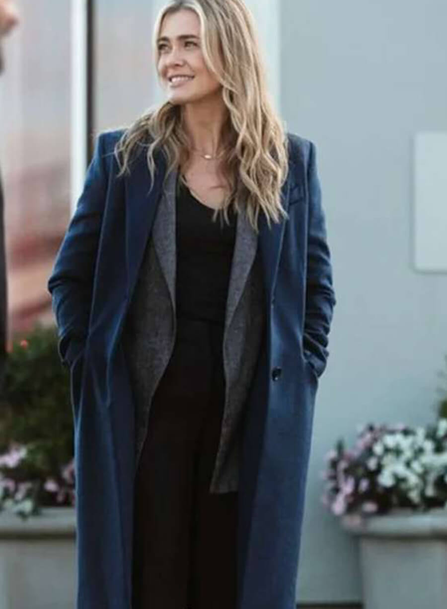 Harpoon Rebecca Bex Inspired Blue Suiting Fabric Coat - The Hunting Party Tv Series Style
