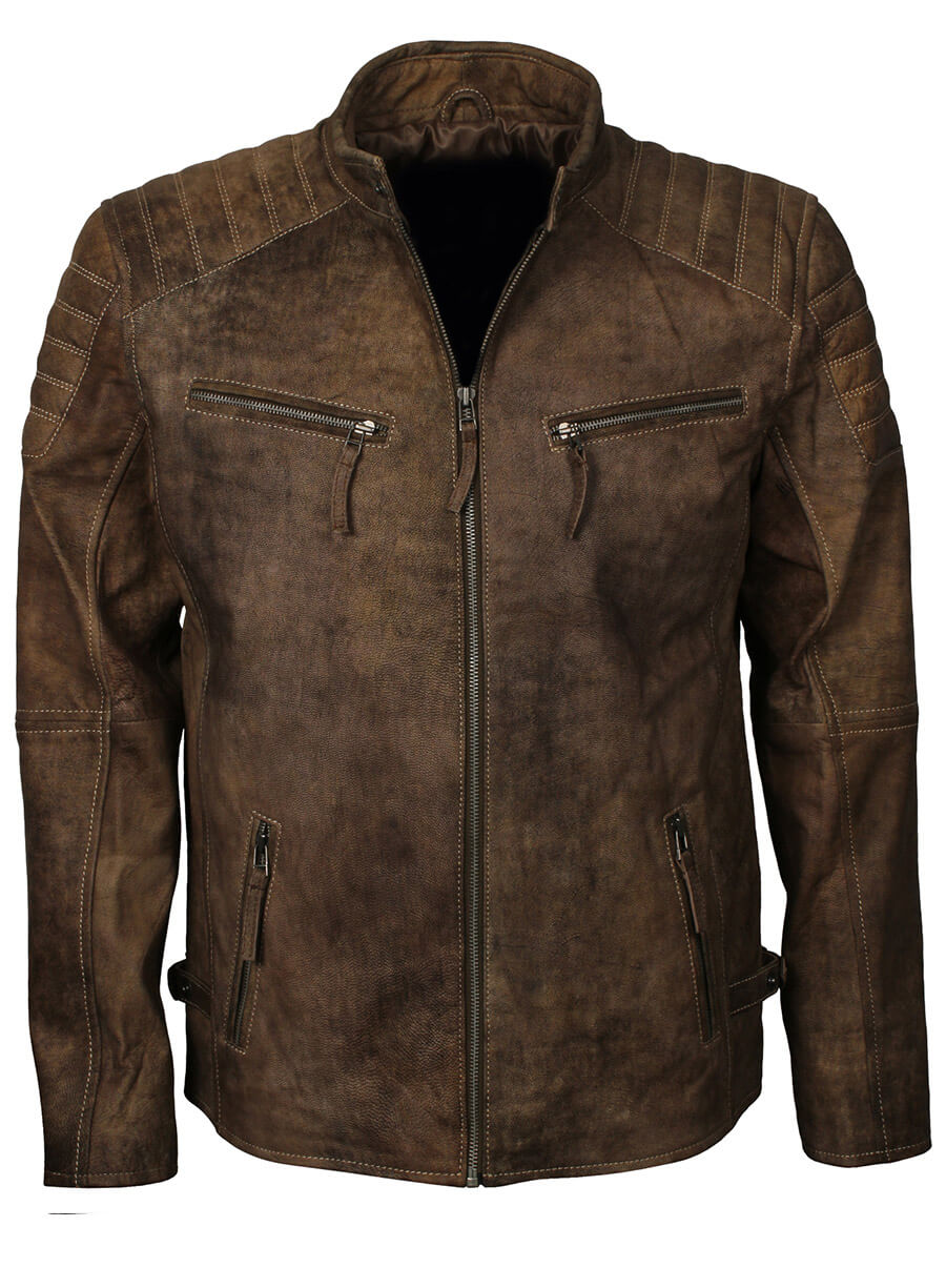 Harpoon Men Fashion Distressed Inspired Brown Distressed Leather Leather Jacket