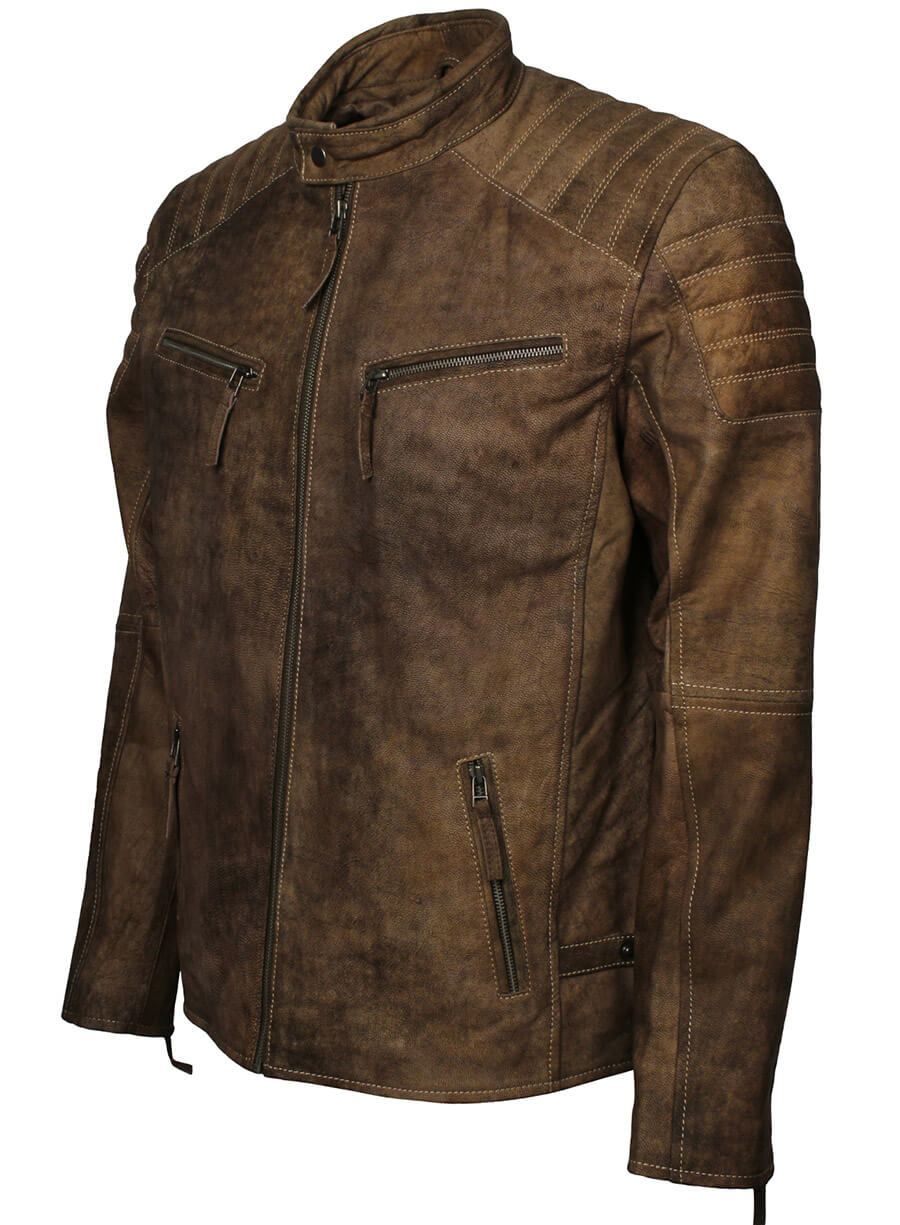 Harpoon Men Fashion Distressed Inspired Brown Distressed Leather Leather Jacket