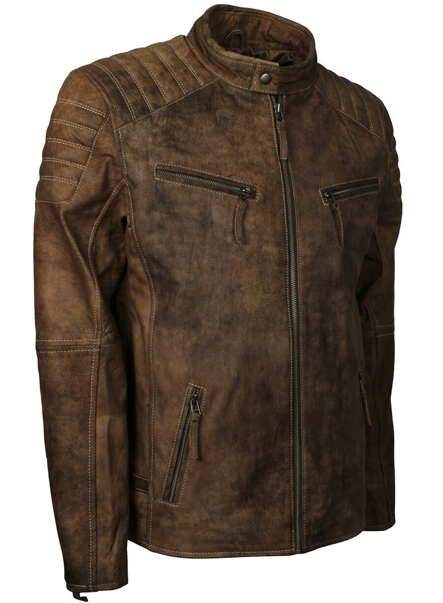 Harpoon Men Fashion Distressed Inspired Brown Distressed Leather Leather Jacket