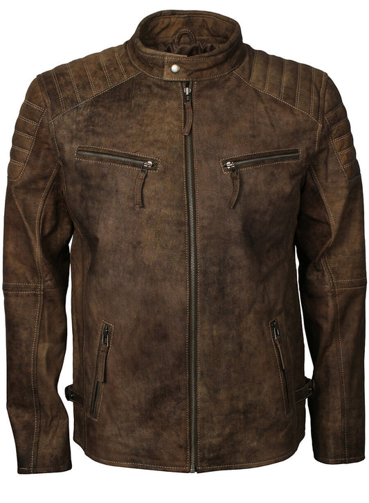 Harpoon Men Fashion Distressed Inspired Brown Distressed Leather Leather Jacket