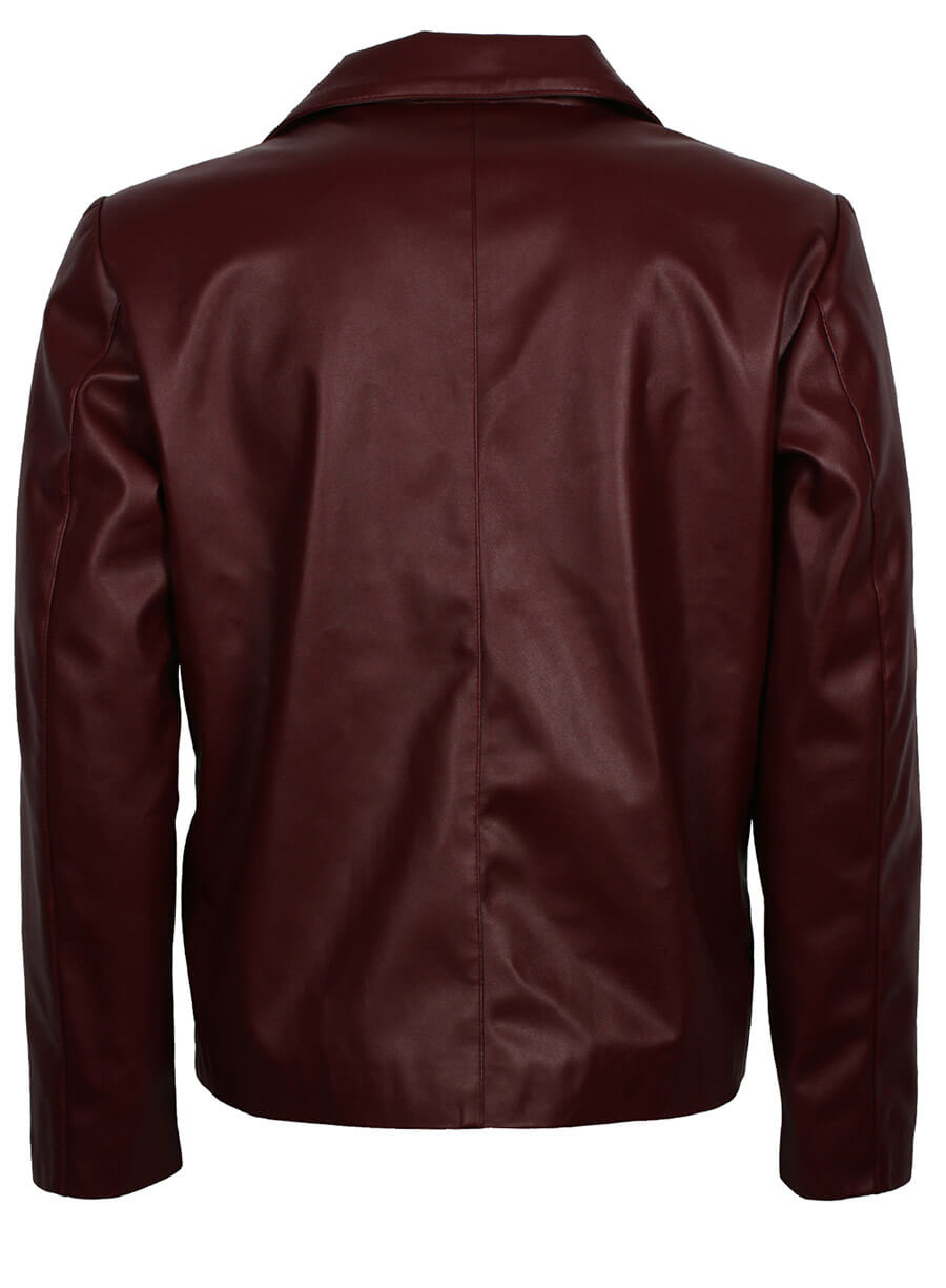 Harpoon Men Maroon Buttoned Inspired Maroon Real Leather Leather Jacket