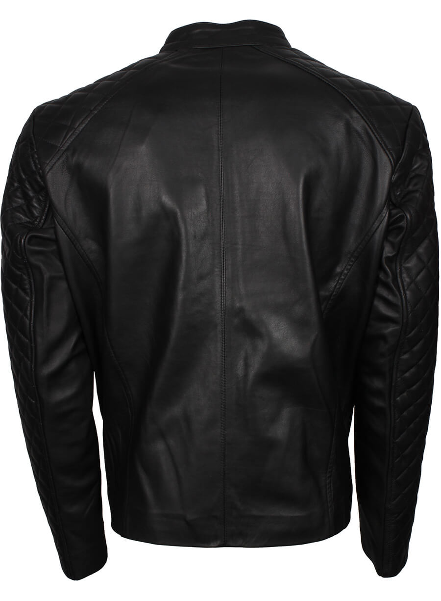 Harpoon Men Quilted Sleeves Fashion Inspired Black Leather Jacket