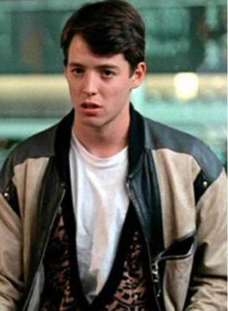 Harpoon Ferris Bueller Inspired White & Black Real Leather/ Faux Leather Leather Jacket - Ferris Bueller's Day Off 1986 Style
