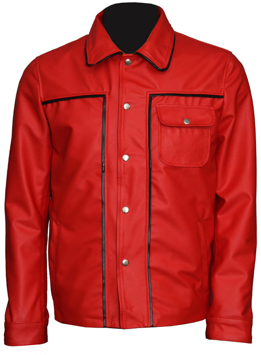 Harpoon Men Vintage Celebrity Inspired Red Leather Jacket