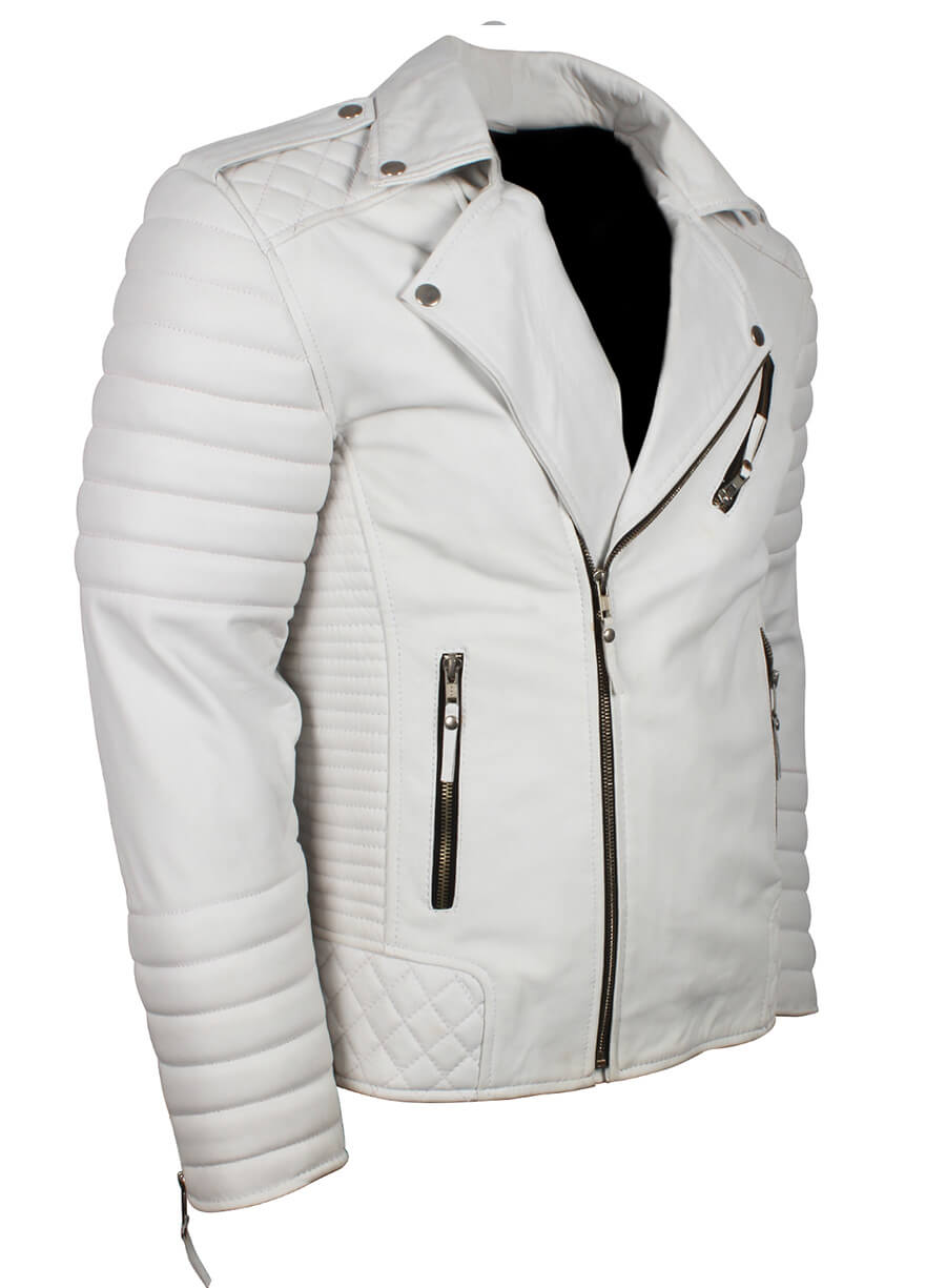 Harpoon Men Boda Inspired White Biker Jacket