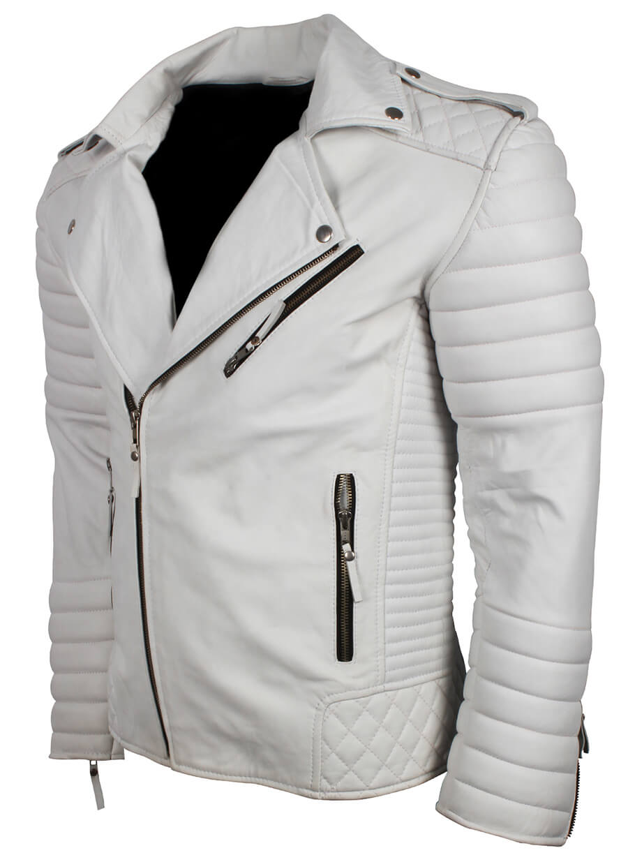 Harpoon Men Boda Inspired White Biker Jacket