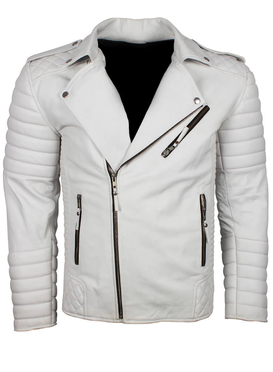 Harpoon Men Boda Inspired White Biker Jacket