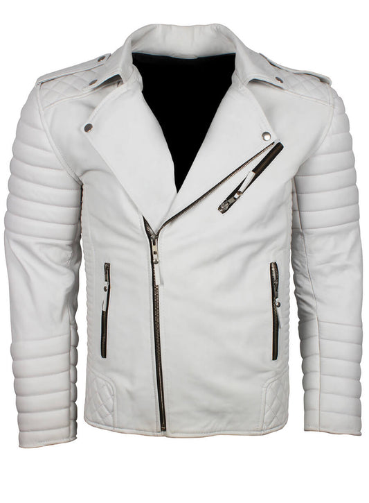 Harpoon Men Boda Inspired White Biker Jacket