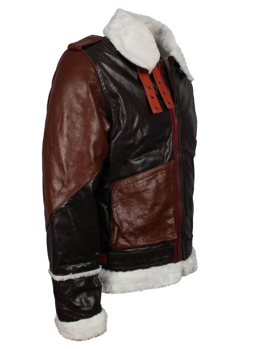Harpoon Rocky Balboa played by Sylvester Stallone Inspired Brown and Black Real Leather Bomber Jacket - Movie Rocky Style