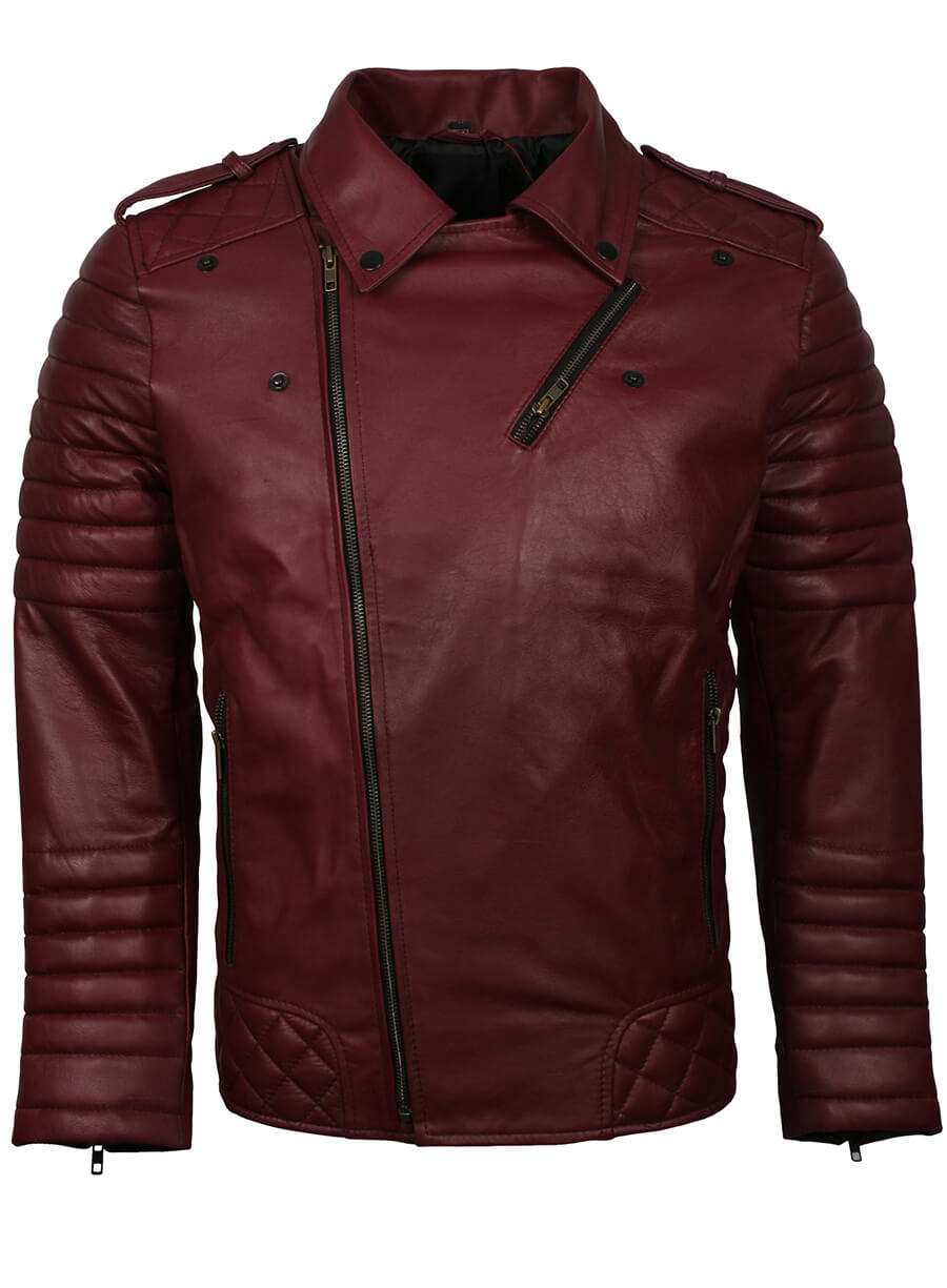 Harpoon Men's Brando Maroon Inspired Maroon Biker Jacket