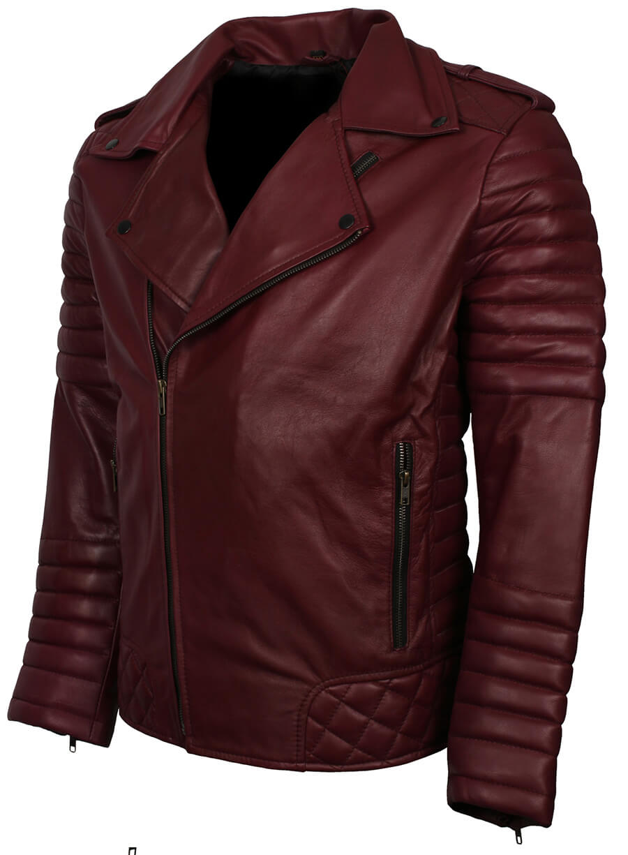 Harpoon Men's Brando Maroon Inspired Maroon Biker Jacket