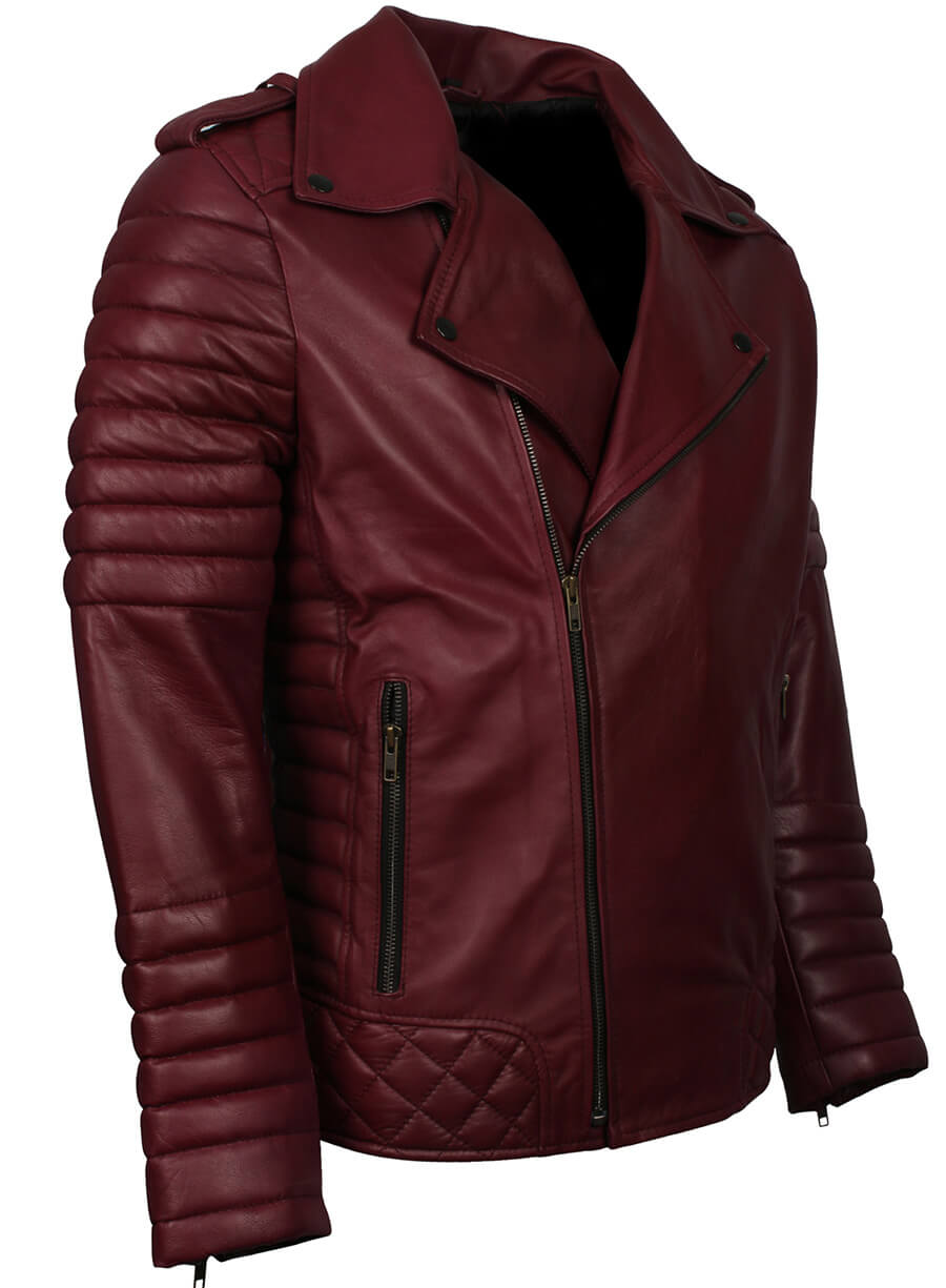 Harpoon Men's Brando Maroon Inspired Maroon Biker Jacket