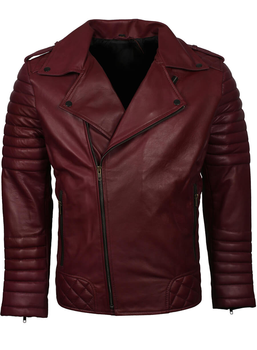Harpoon Men's Brando Maroon Inspired Maroon Biker Jacket
