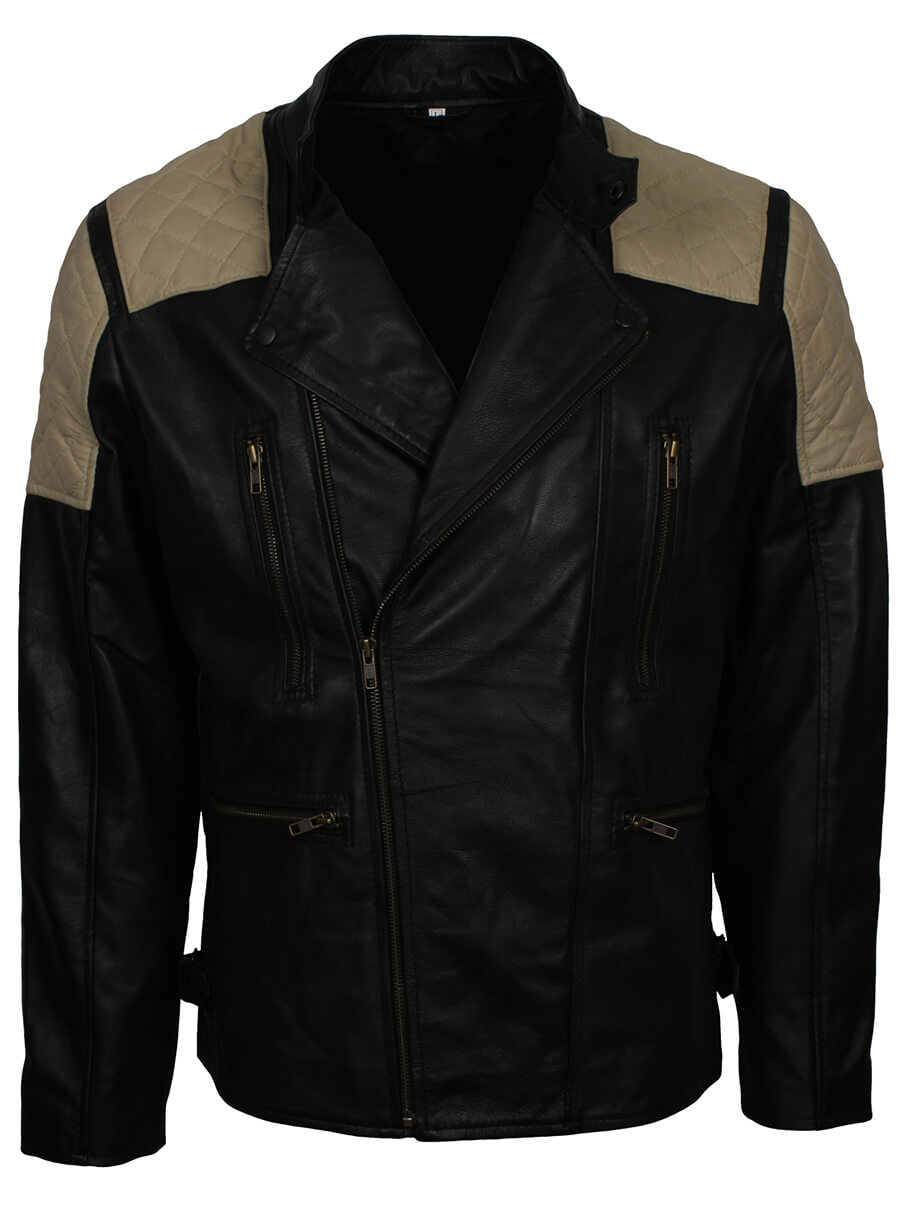 Harpoon Men's Brando Style Inspired Black Real Leather Biker Jacket