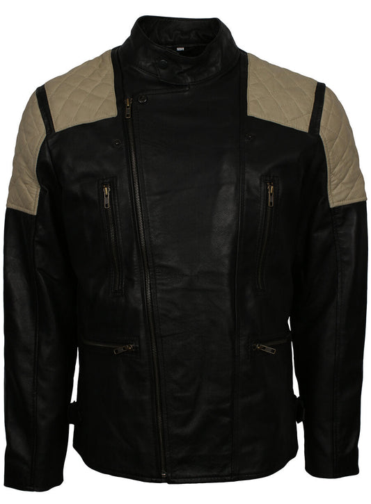 Harpoon Men's Brando Style Inspired Black Real Leather Biker Jacket