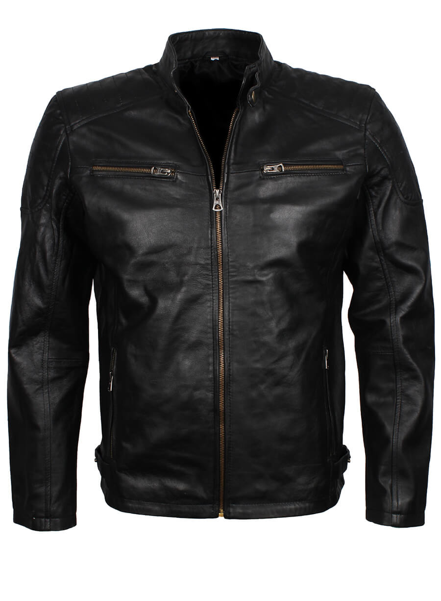 Harpoon Men's Quilted Inspired Black Genuine Leather Leather Jacket
