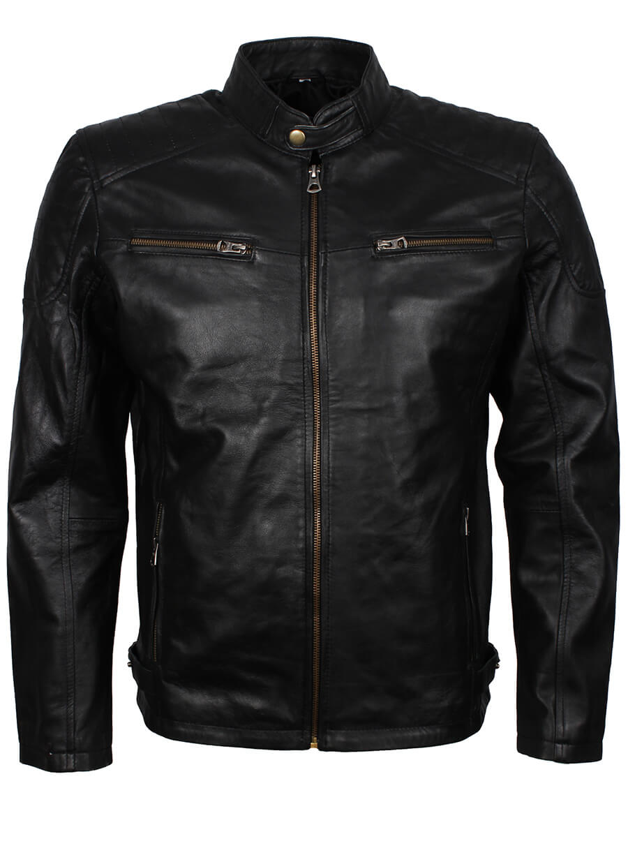 Harpoon Men's Quilted Inspired Black Genuine Leather Leather Jacket