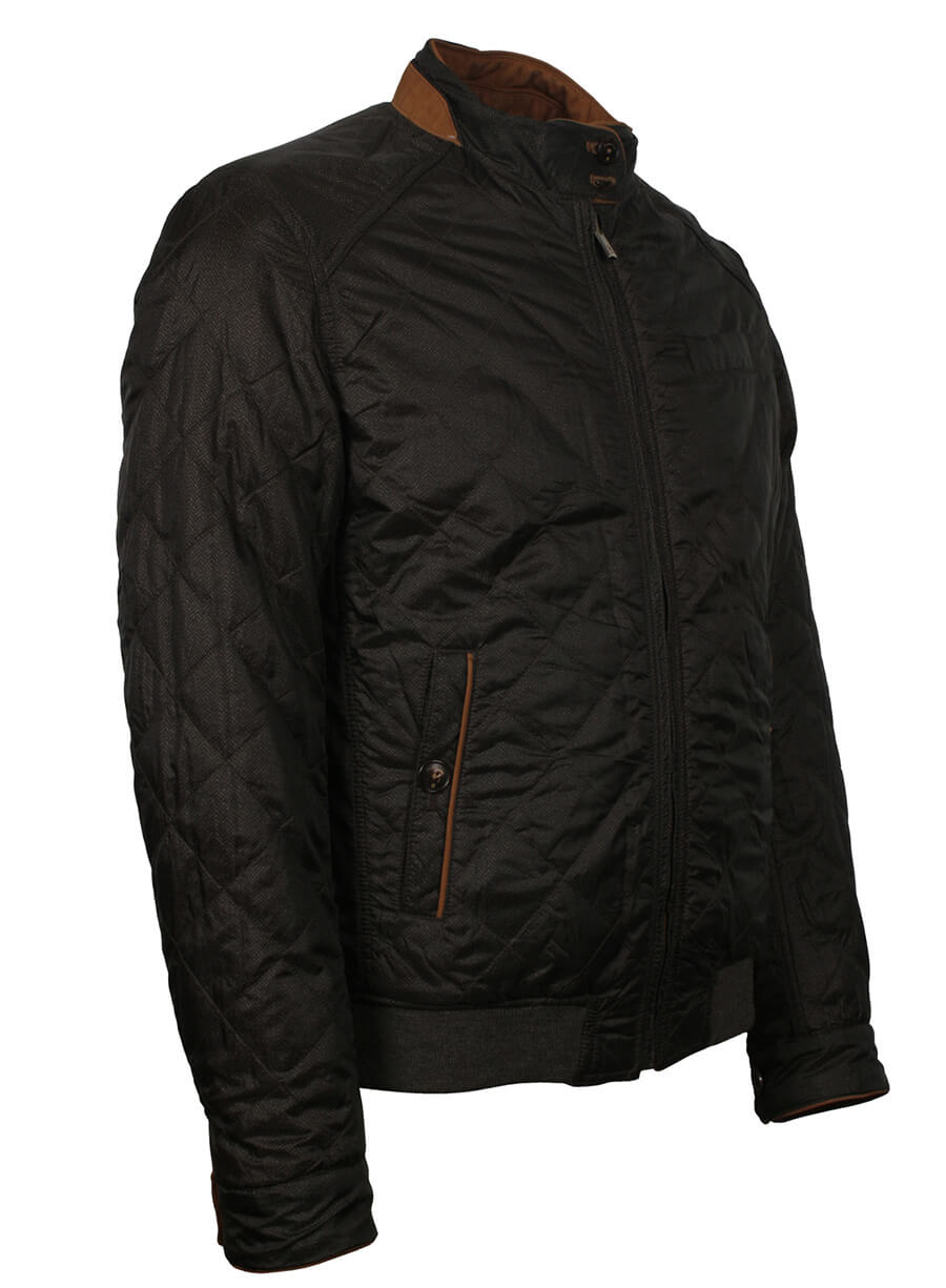 Harpoon Men's Quilted Inspired Black Leather Jacket