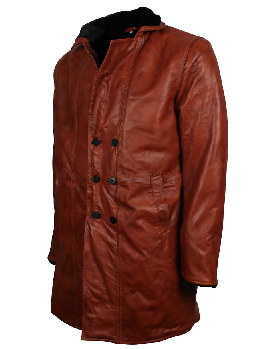 Harpoon Men's Fur Inspired Vintage Brown Real Leather Coat