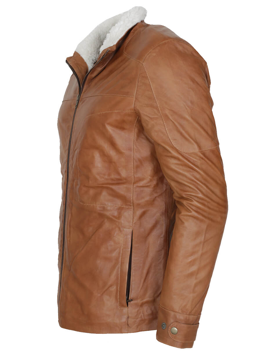 Harpoon Men's Fur Lined Winter Inspired Brown Leather Jacket