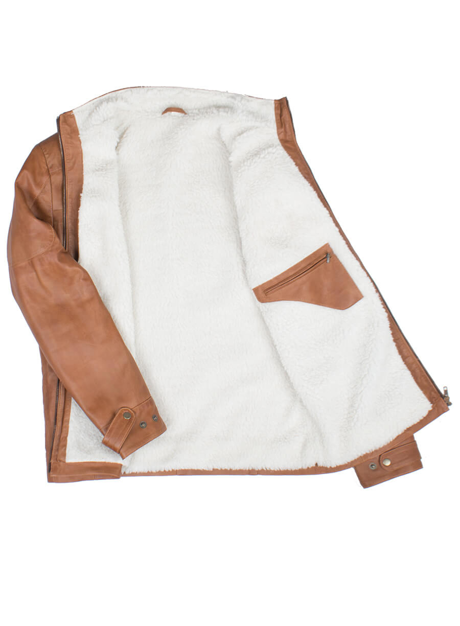 Harpoon Men's Fur Lined Winter Inspired Brown Leather Jacket