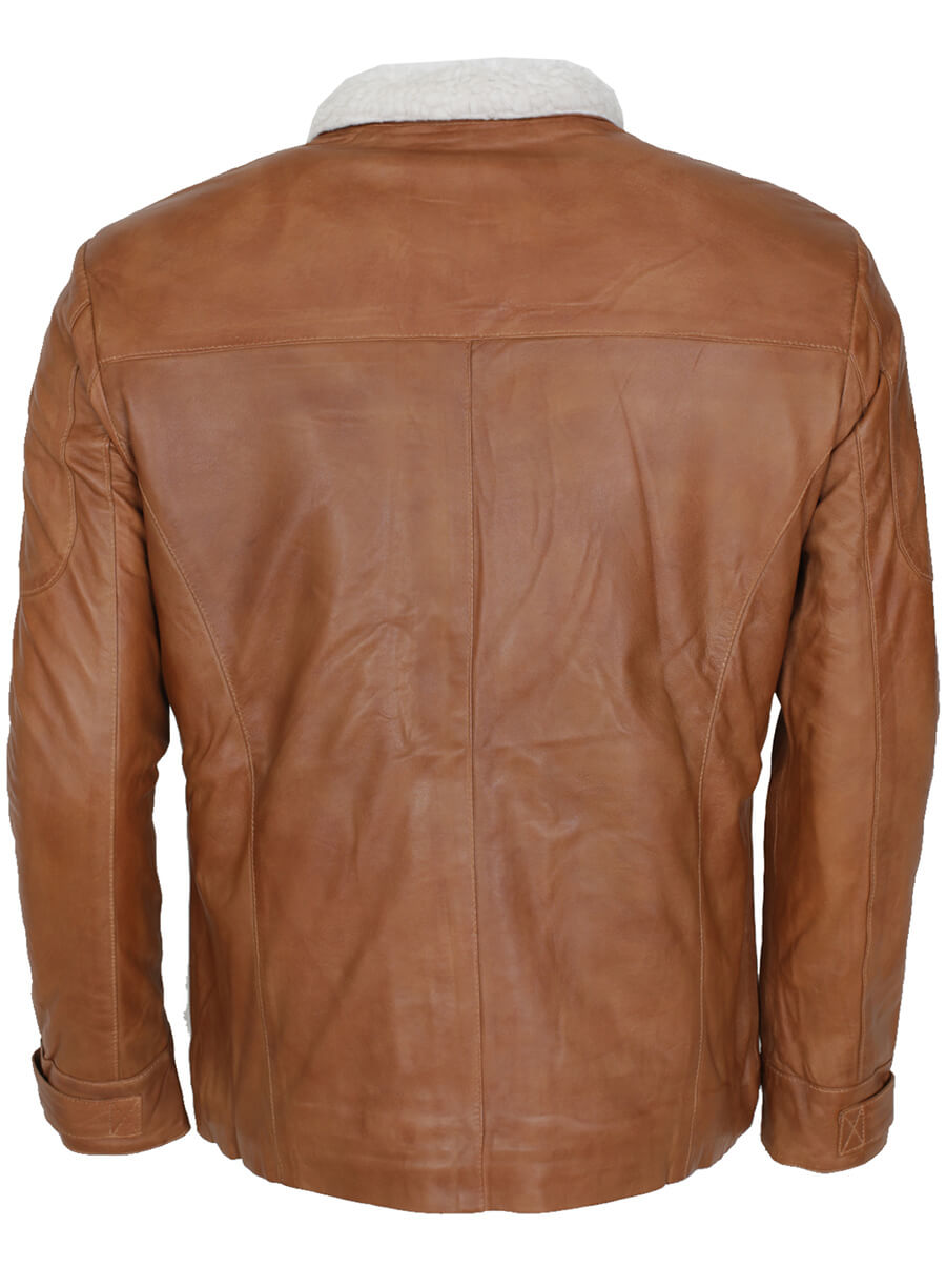 Harpoon Men's Fur Lined Winter Inspired Brown Leather Jacket