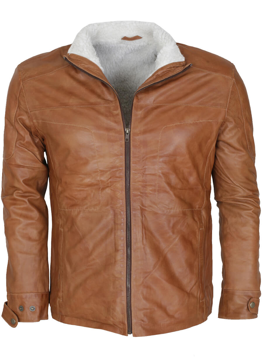 Harpoon Men's Fur Lined Winter Inspired Brown Leather Jacket