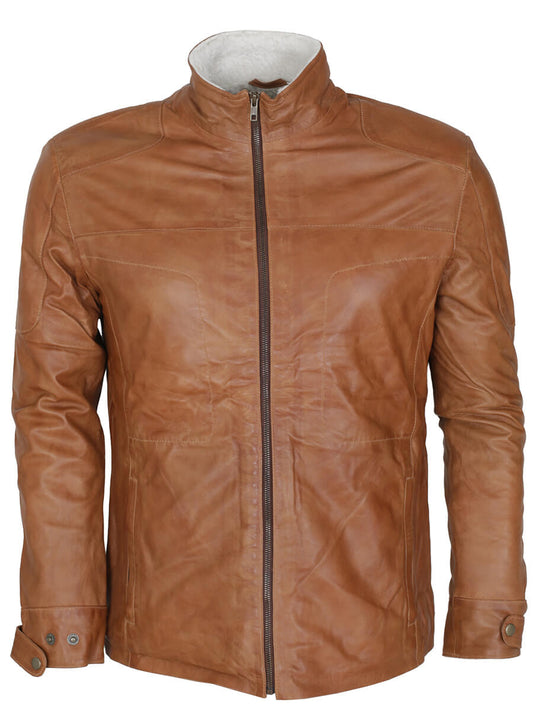 Harpoon Men's Fur Lined Winter Inspired Brown Leather Jacket