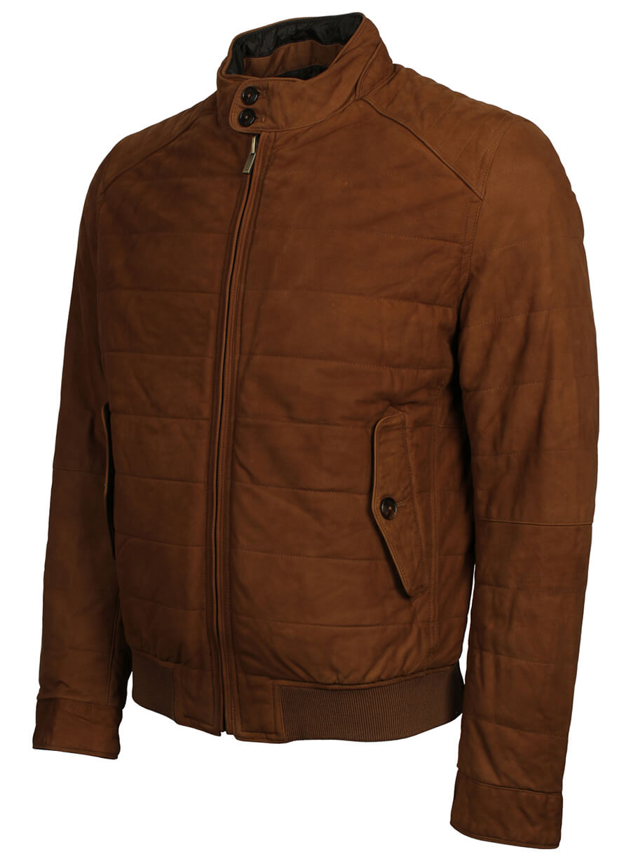 Harpoon Men's Suede Inspired Brown Leather Jacket