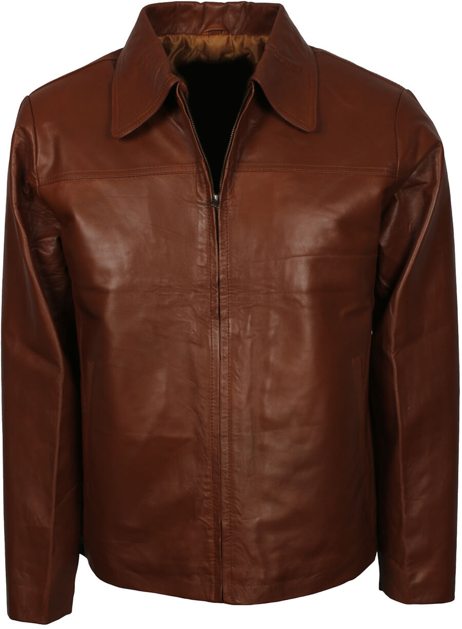 Harpoon Men's Trucker Inspired Brown Real Leather Leather Jacket