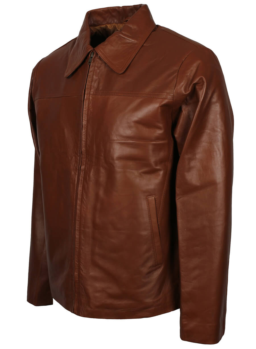 Harpoon Men's Trucker Inspired Brown Real Leather Leather Jacket