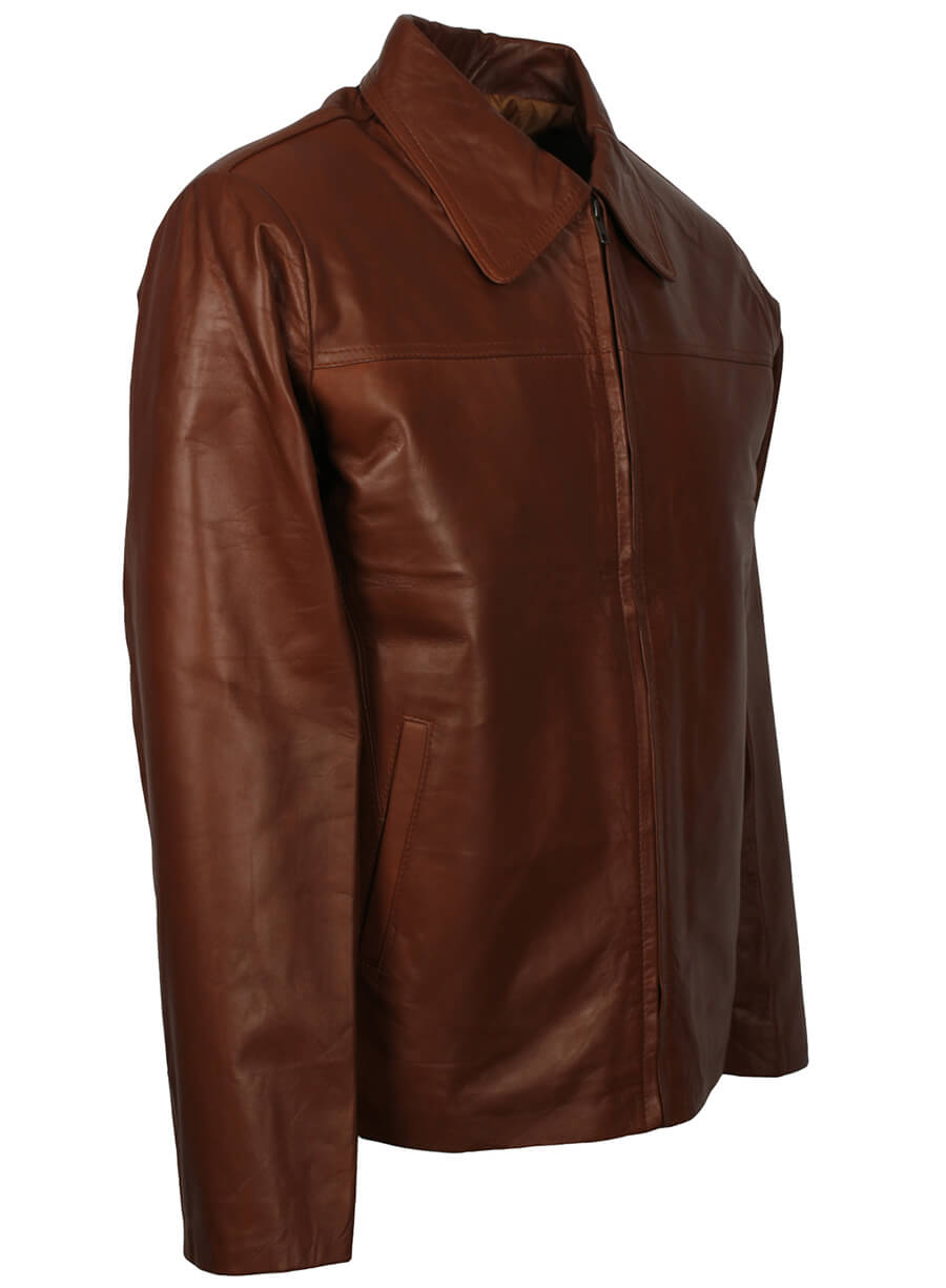 Harpoon Men's Trucker Inspired Brown Real Leather Leather Jacket